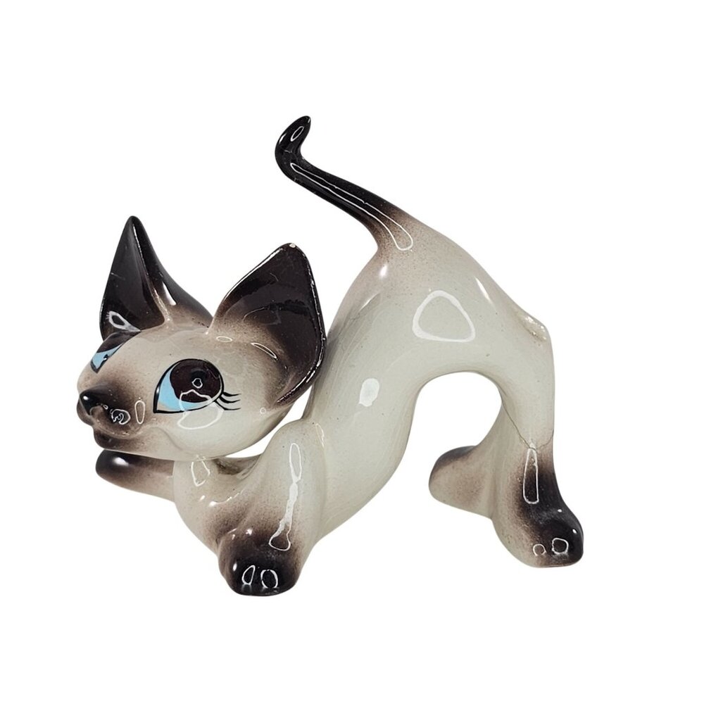 Freeman McFarlin Siamese Cat Kitten Crouching Nodder Bobble Head *REPAIR FLAW*